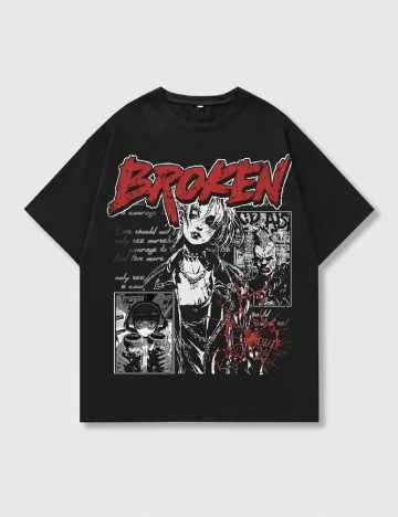 Tricou Romwe, negru Negru