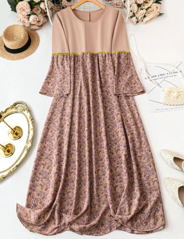 Rochie lunga SHEIN CURVE, maro deschis