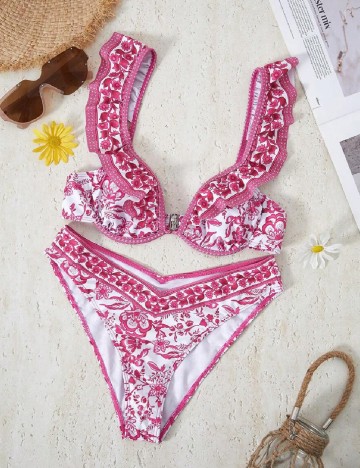 
						Costum de baie SHEIN, roz