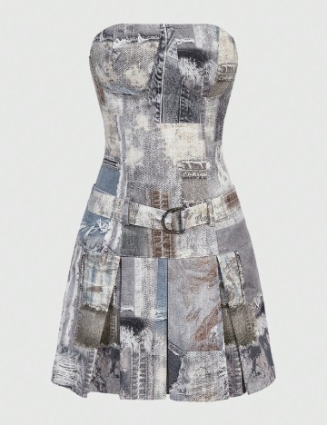 
						Rochie scurta Romwe, gri