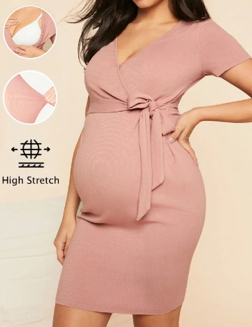 Rochie scurta SHEIN Maternity, roz pudra Roz