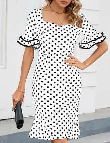 Rochie medie Homeyee, alb/negru Alb