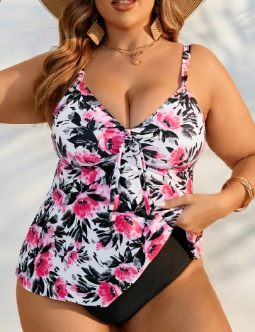 Costum de baie SHEIN CURVE, floral print