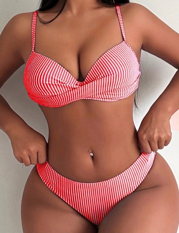 
						Costum de baie SHEIN, roz/alb