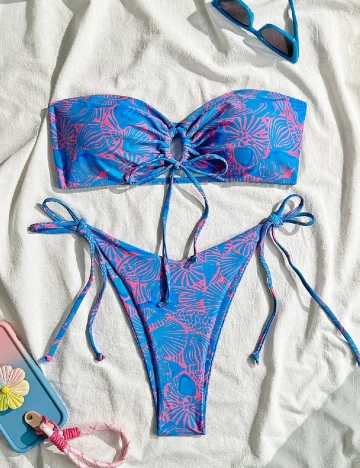Costum de baie SHEIN, albastru/roz