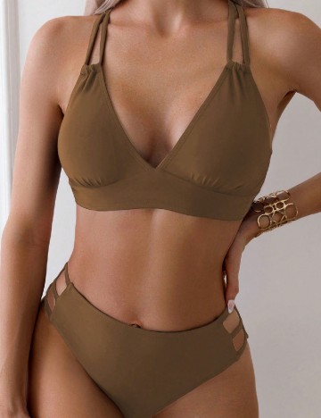 
						Costum de baie SHEIN, maro