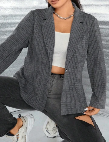 Blazer SHEIN CURVE, gri Gri