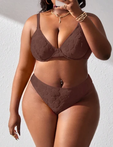 Costum de baie SHEIN CURVE, maro