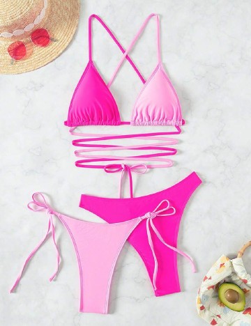 
						Costum de baie SHEIN, roz