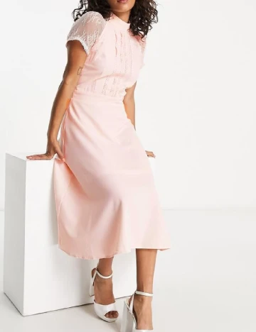 Rochie medie Liquorish, roz pal Roz