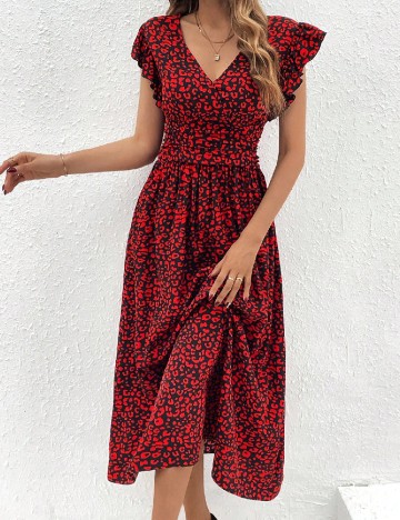 
						Rochie medie SHEIN, rosu/negru