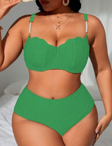 Costum de baie SHEIN CURVE, verde Verde