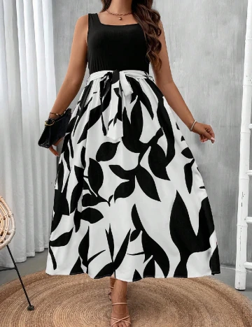 Rochie lunga SHEIN CURVE, negru/alb