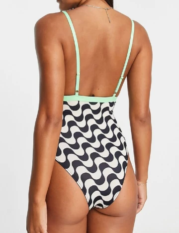 Costum de baie Wild Lovers, negru/crem Crem