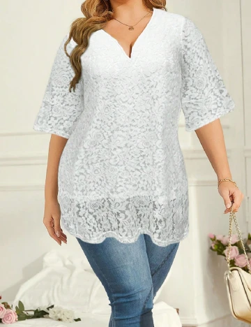 Bluza SHEIN CURVE, alb Alb