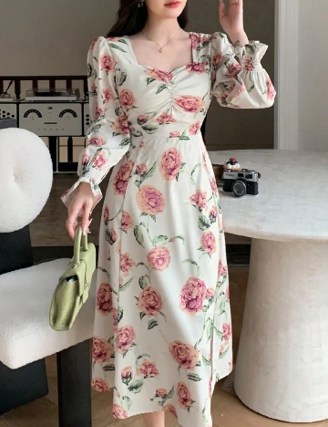 Rochie medie Dazy, floral print Floral print
