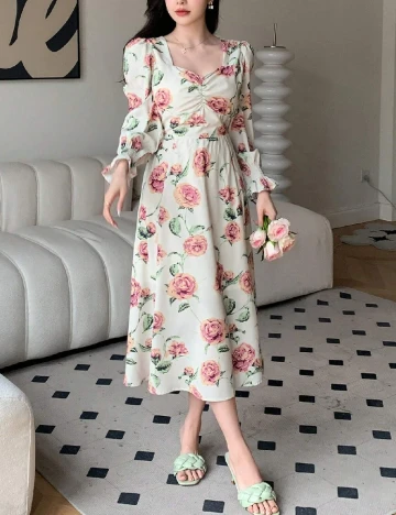 Rochie medie Dazy, floral print Floral print