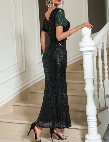 Rochie lunga SHEIN, negru/verde