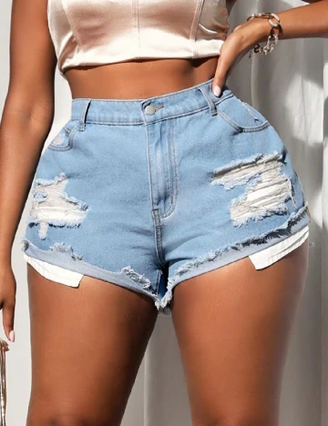 Pantaloni scurti SHEIN CURVE, albastru