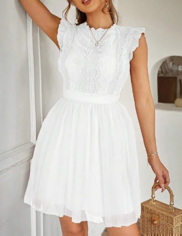 Rochie scurta Simplee, alb Alb