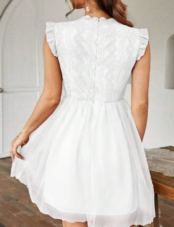 Rochie scurta Simplee, alb Alb