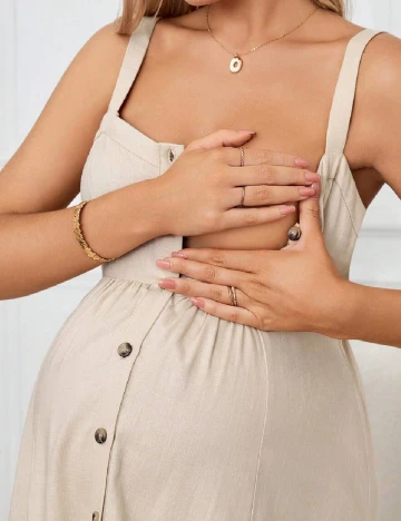 Rochie medie SHEIN Maternity, crem Crem