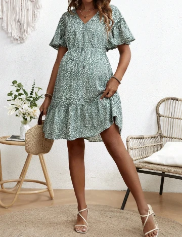 Rochie scurta SHEIN Maternity, verde Verde