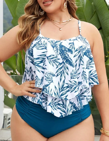 Costum de baie SHEIN CURVE, alb/negru Albastru