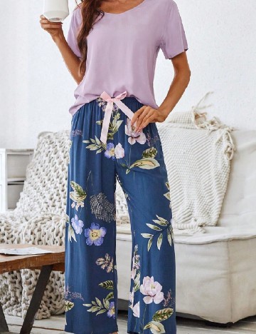 
						Pijama SHEIN, albastru/mov