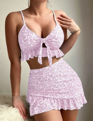 Costum de baie SHEIN, floral print Floral print