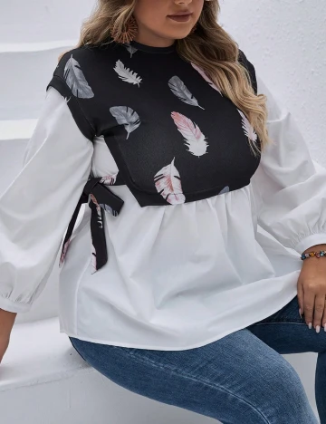 Bluza SHEIN CURVE, alb/negru Alb
