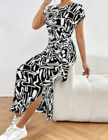 Rochie lunga SHEIN, negru/alb
