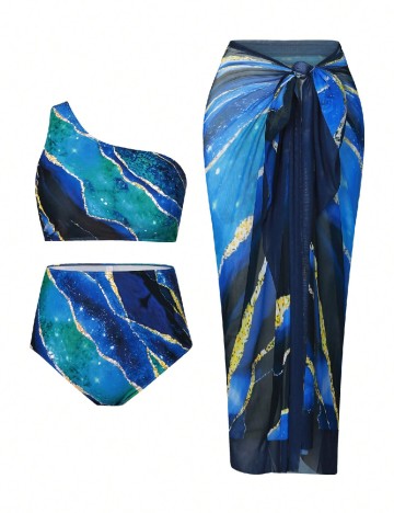 
						Costum de baie SHEIN CURVE, albastru