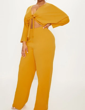 Salopeta PrettyLittleThing Plus Size, mustar