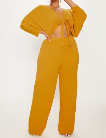 Salopeta PrettyLittleThing Plus Size, mustar