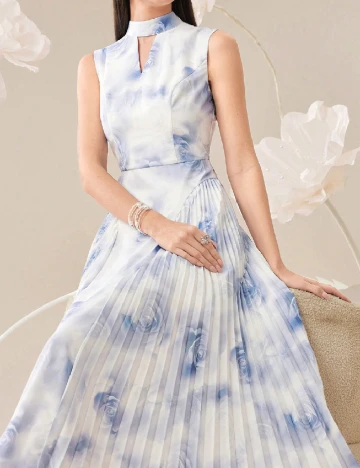 Rochie medie SHEIN, albastru/alb Albastru