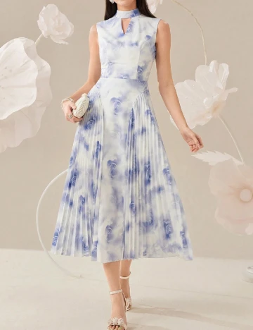 Rochie medie SHEIN, albastru/alb Albastru