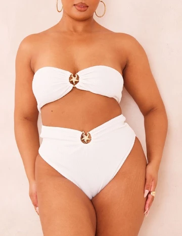 Sutien de baie PrettyLittleThing Plus Size, alb Alb