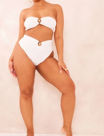 Sutien de baie PrettyLittleThing Plus Size, alb Alb