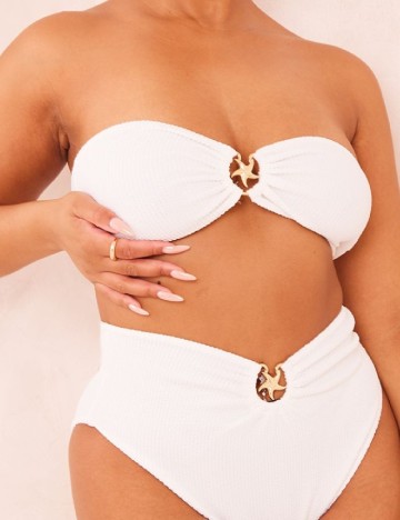 Sutien de baie PrettyLittleThing Plus Size, alb