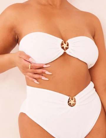 Sutien de baie PrettyLittleThing Plus Size, alb Alb