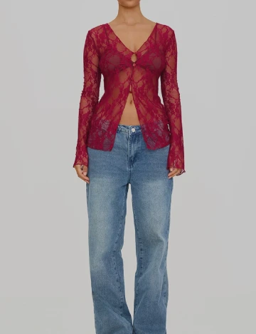 Bluza PRETTYLITTLETHING, visiniu Rosu