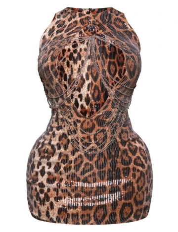 Rochie scurta PRETTYLITTLETHING, animal print Animal print