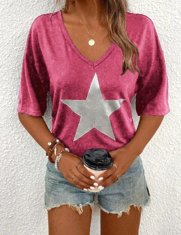 Tricou SHEIN CURVE, roz