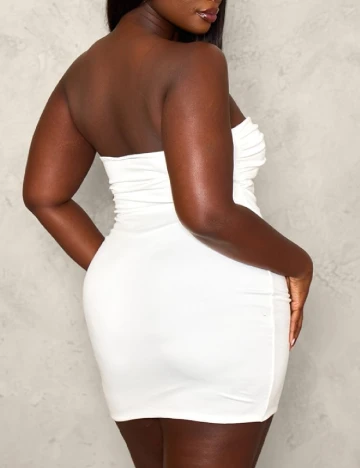 Rochie scurta PRETTYLITTLETHING Plus Size, alb Alb