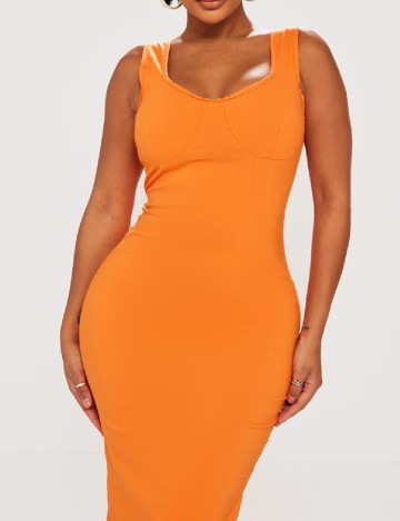 Rochie medie PrettyLittleThing, portocaliu