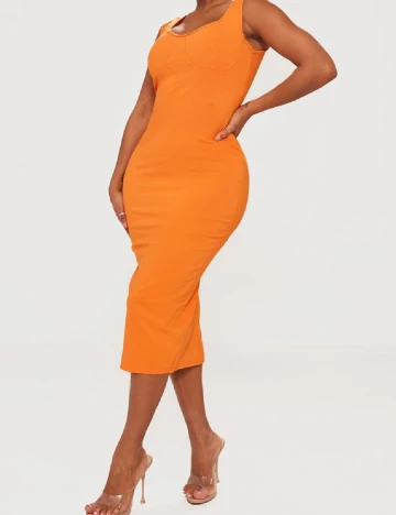 Rochie medie PrettyLittleThing, portocaliu