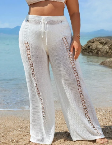 Pantaloni de pijama SHEIN CURVE, alb Alb