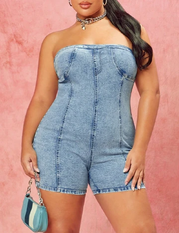 Salopeta SHEIN CURVE, albastru Albastru