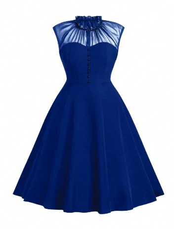 Rochie medie SHEIN CURVE, alb Albastru